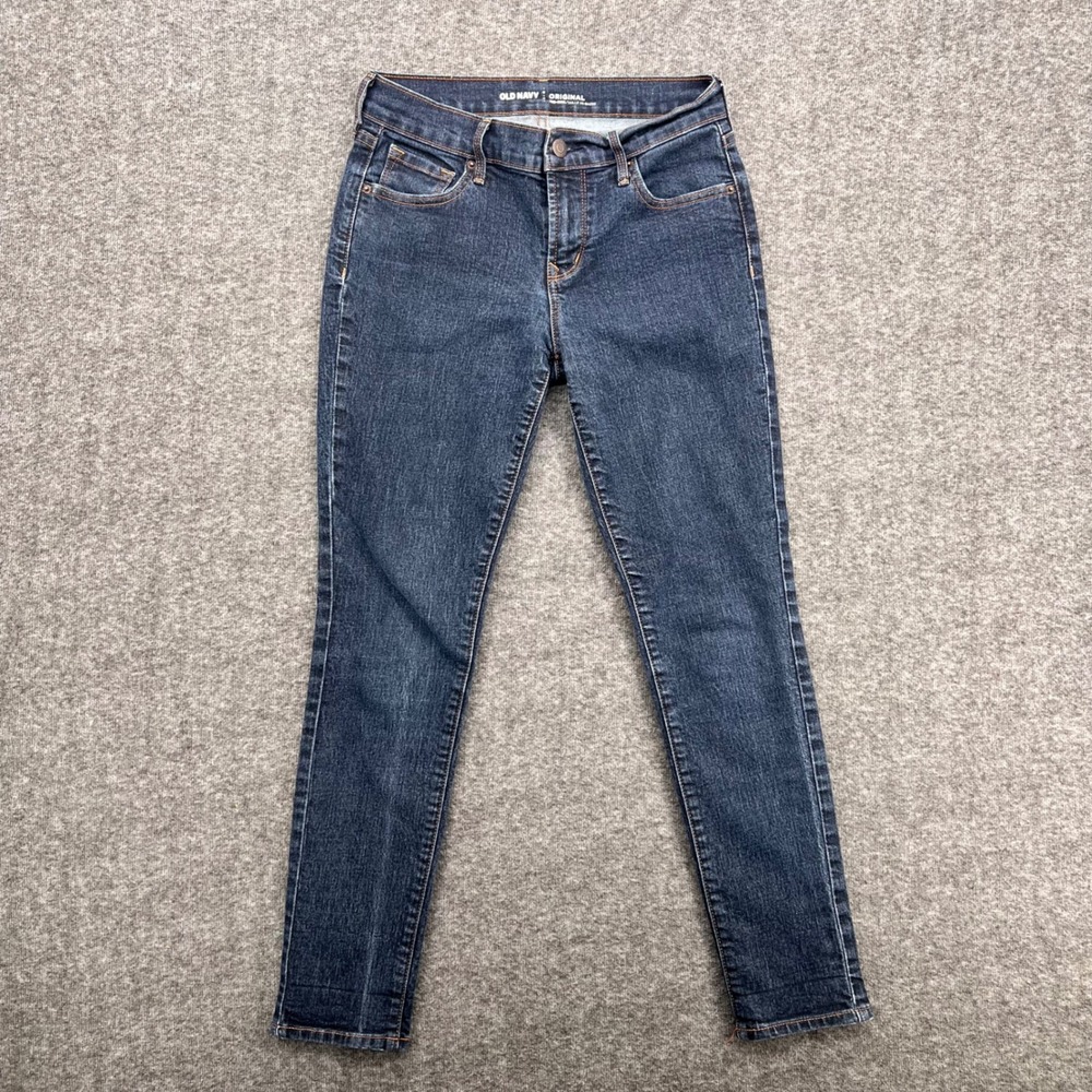 Old Navy Original Mid Rise Skinny Jeans Womens 2 Short Dark Wash Denim Blue